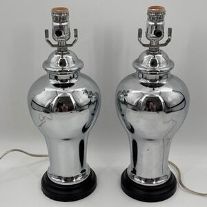 Pair of Vintage Chrome Ginger Jar Table Lamps